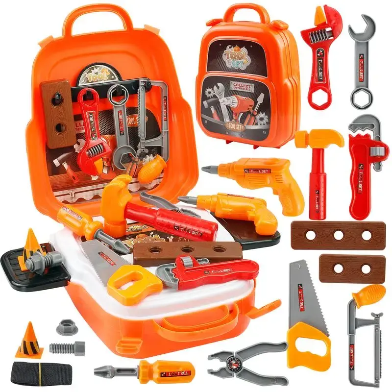ToolKitToyforKids Kids 22PCS Tool Set -Construction Toy with Toolbox &Electronic Drill, Pretend Play forToddlers Aged 3-7, Bi...