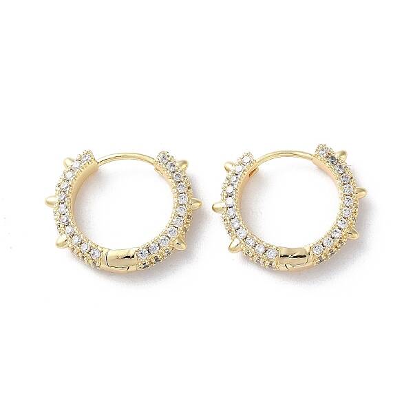 Brass Micro Pave Cubic Zirconia Hoop Earrings