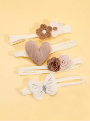 Cute Flower & Butterfly & Heart Decor Hair Bands Set, Soft Comfortable Hair Band for Baby Girls, Fashionable Hair Accessories...