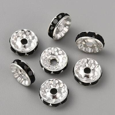 50Pcs Alloy Rhinestone Spacer Beads