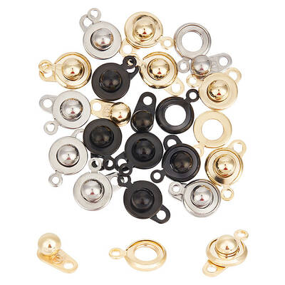 18 Sets 3 Colors 201 Stainless Steel Snap Clasps