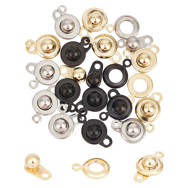 18 Sets 3 Colors 201 Stainless Steel Snap Clasps