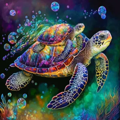 Sea ​​Turtle Pattern DIY Diamond Arts Colorful Painting Without Frame, 5D Diamond Arts Colorful Painting Kits For Adults ...