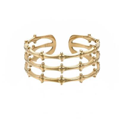304 Stainless Steel Bamboo Shape Open Cuff Ring