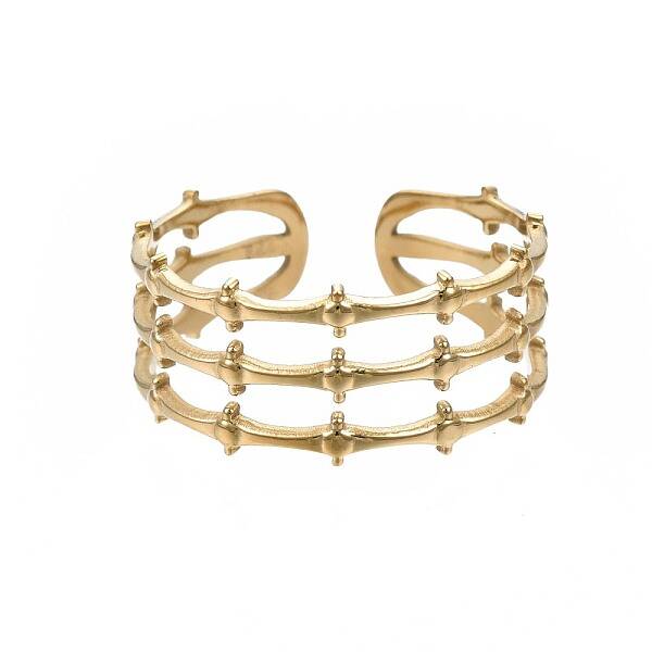 304 Stainless Steel Bamboo Shape Open Cuff Ring