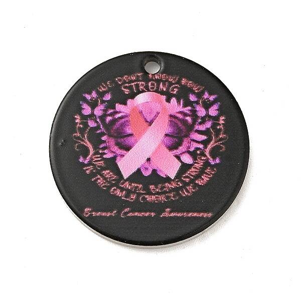 Breast Cancer Pink Awareness Ribbon Style 201 Stainless Steel Pendants