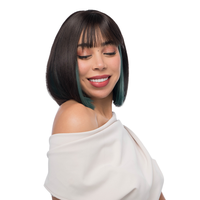 10-Inch Solid Cool Espresso Brown (Mermaid Green Underlights) Straight Synthetic Wig | 【Heat Resistant】【Cap Included】...