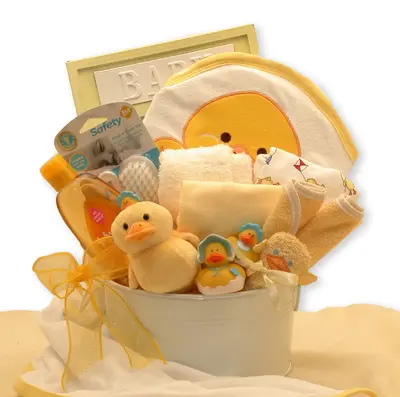 Bath Time Baby New Baby Basket-Yellow