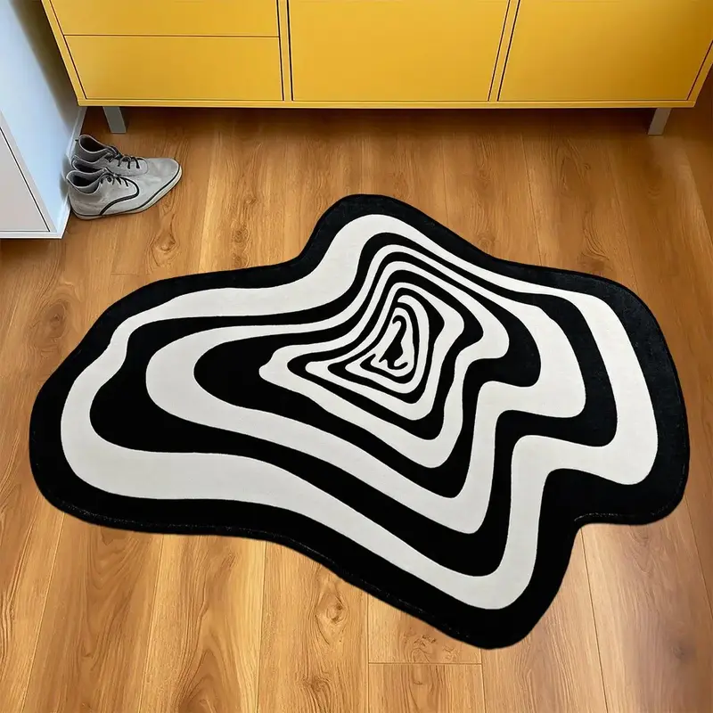 Irregular Line Pattern Rug, 1 Count Non-slip Soft Plush Floor Mat, Decorative Washable Area Rug for Home Living Room Bedroom,...