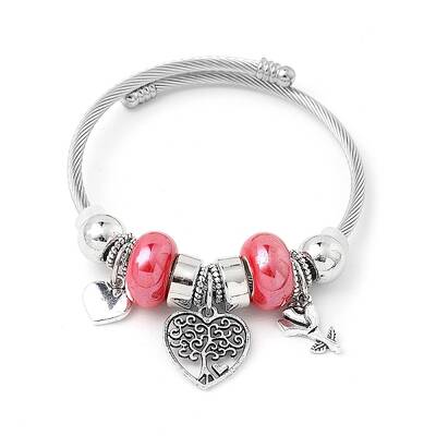 European Style Stainless Steel & Alloy Charm Bangles for Women