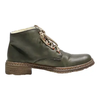 RIEKER Lace-Up Boots Green Leather Womens UK 4