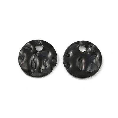 304 Stainless Steel Textured Disc Charms