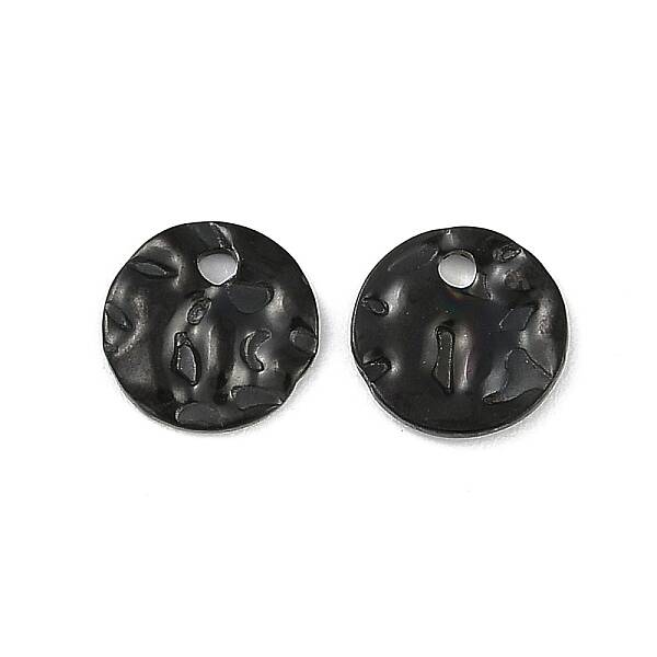 304 Stainless Steel Textured Disc Charms