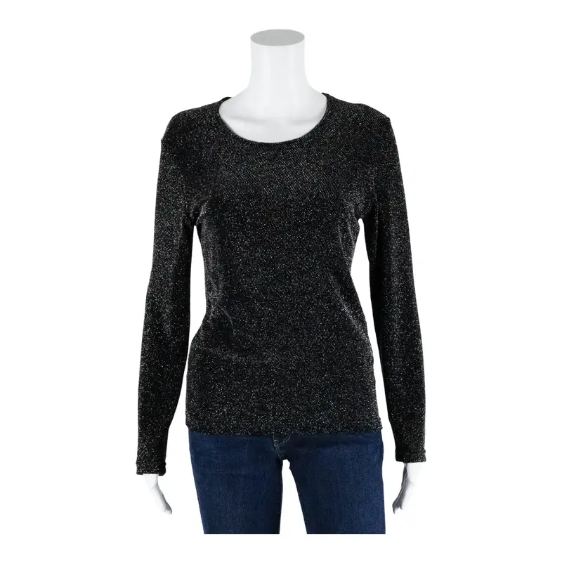 PHILIP SIMON Sparkle Stretch Top Black Long Sleeve Womens M