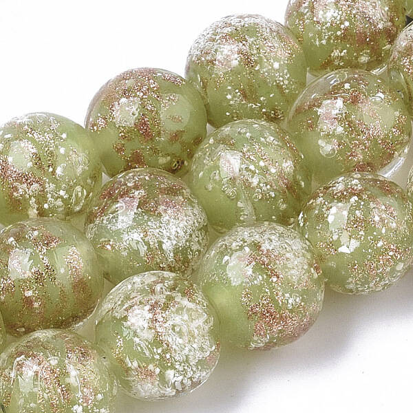 Handmade Gold Sand Lampwork Beads Strands