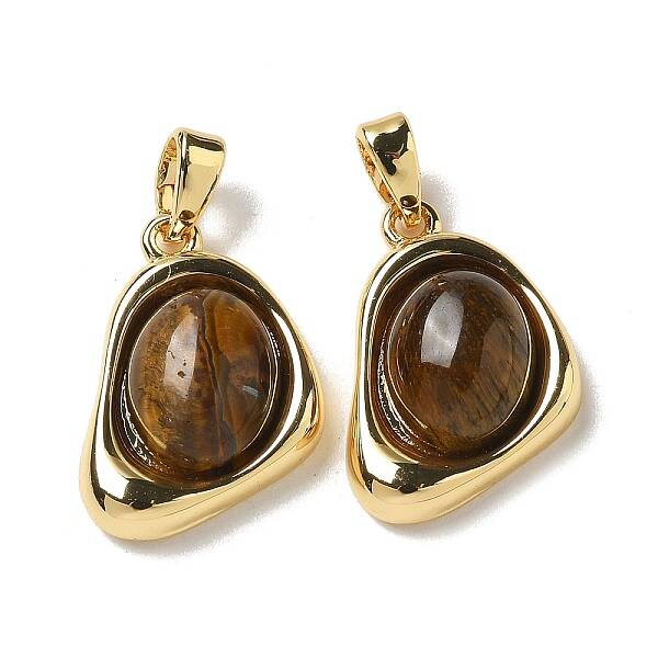 Natural Tiger Eye Teardrop Pendants