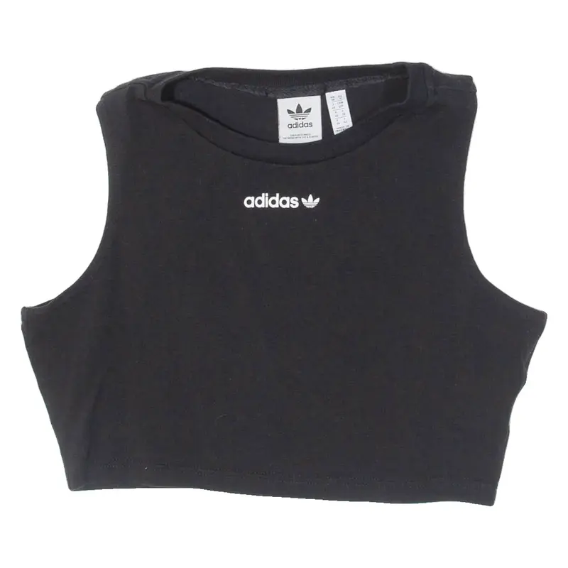ADIDAS Cropped Girls Vest Black Sleeveless 9-10Y