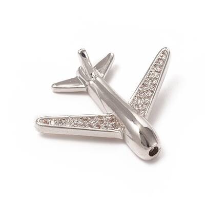 Brass Micro Pave Clear Cubic Zirconia Beads