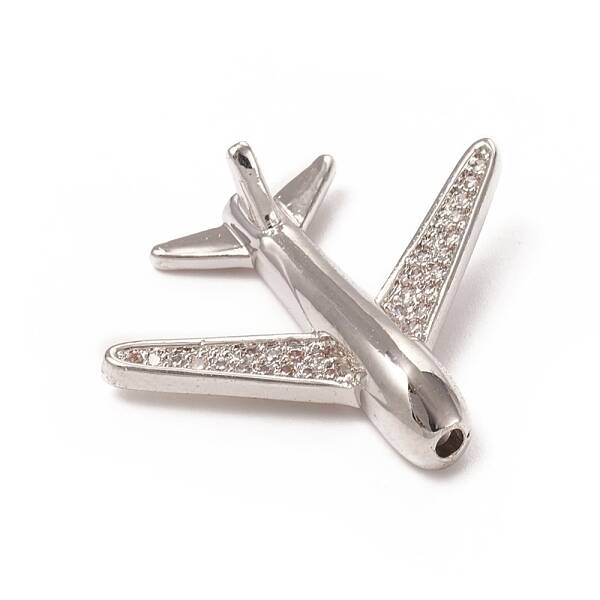 Brass Micro Pave Clear Cubic Zirconia Beads