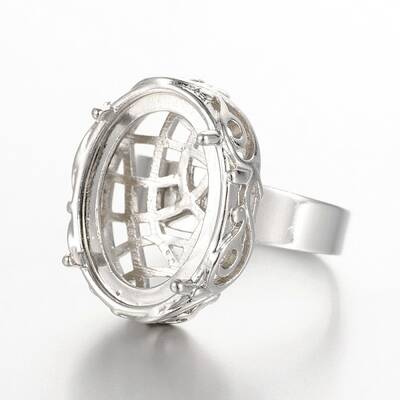Adjustable Brass Filigree Ring Setting Components