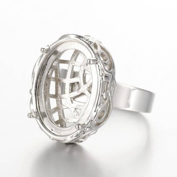 Adjustable Brass Filigree Ring Setting Components