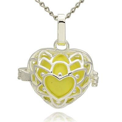 Silver Color Plated Brass Hollow Heart Cage Pendants