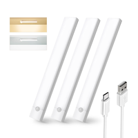 3-Piece Set of Under-Cabinet Lighting, Indoor Rechargeable Motion Sensor Light - Wireless LED Kitchen Light, for Kitchen/Stai...