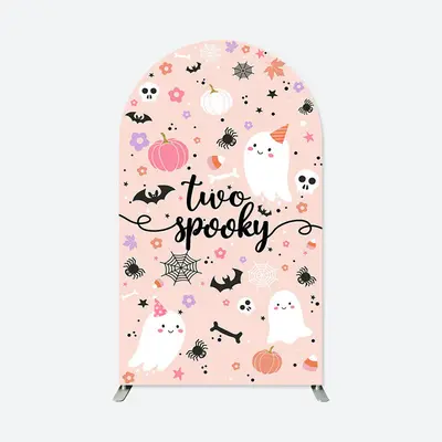 Aperturee Pink Two Spooky Halloween 2Nd Birthday Arch Backdrop | Chiara Arch Backdrop Diy | Diy Round Arch Backdrop | Round A...