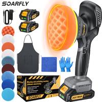 SOARFLY Car Buffer Polisher kit, 2 x 21V Batteries, 6 Variable Speed & Extra 14 Pcs, For Car Waxing, Buffer, Polishing, Fathe...