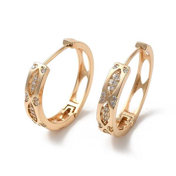 Brass Micro Pave Cubic Zirconia Hoop Earrings for Women