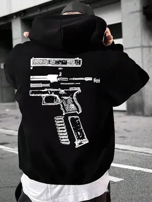 Men's Loose Graphic Drop Shoulder Hoodie, Fashion Casual Drawstring Pocket Hooded Sweatshirt for Daily Holiday Outdoor Wear, ...