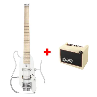Donner HUSH™ X Electric Guitar - White / Guitar+Cyclops Amplifier