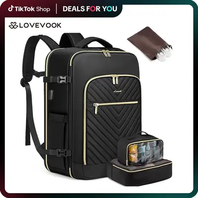 LOVEVOOK TikTokShopBacktoSchool Airline Approved Carry-On Travel Backpack with 3 Packing Cubes and Laptop Compartment - Perso...