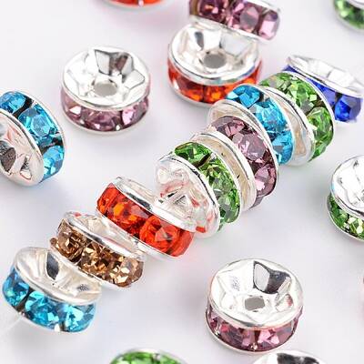 Brass Grade A Rhinestone Spacer Beads