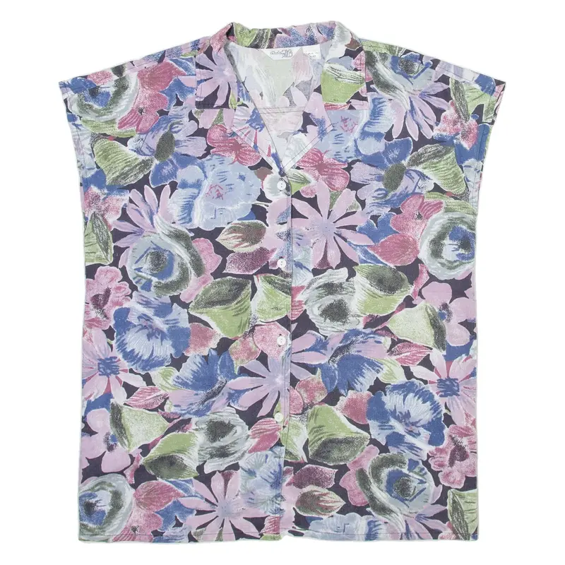 CHRIS B Womens Shirt Pink Floral Sleeveless L