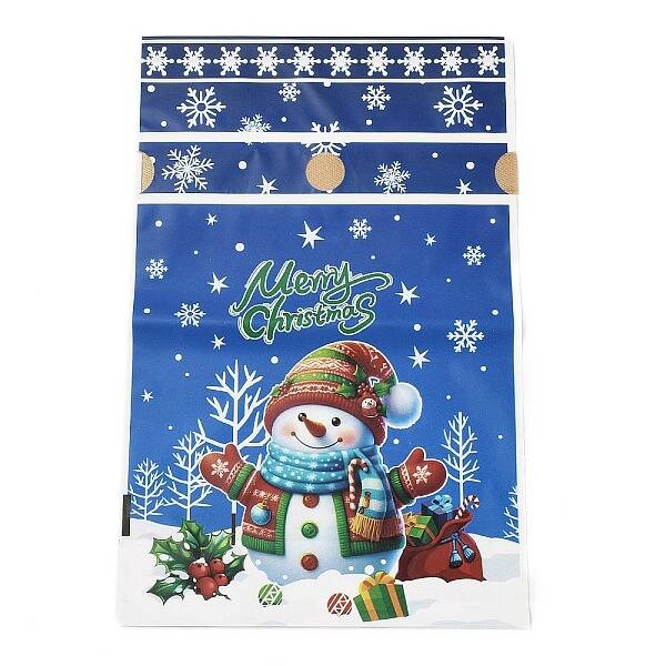 Christmas Snowman Plastic  Packing Pouches Drawstring Bags