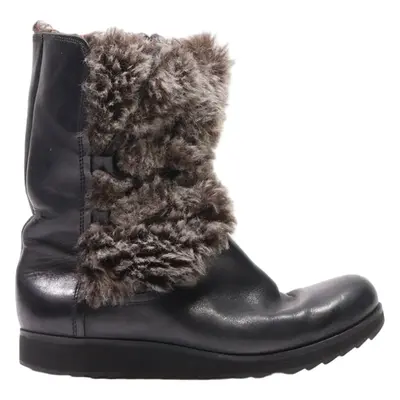 CLARKS Snow Boots Black Leather Womens UK 5.5