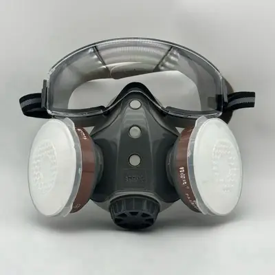 Reusable Industrial Mask with 2 Filters, Paint Spray Dust-proof Gas Mask with Goggles, Protective Mask for Chemical Work