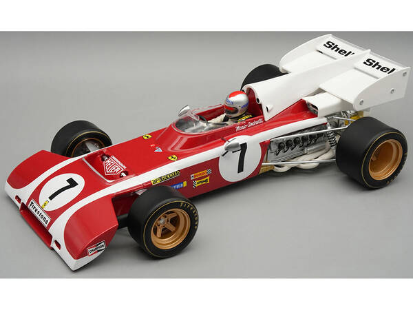 Ferrari 312 B2 #7 Mario Andretti Formula One F1 South African GP (1972) Mythos Series with Driver Figure and Display Case...
