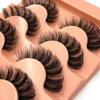 Natural False Eyelashes, 5 Pairs/set Extensions Fluffy Curly Thick Faux Eyelashes, Wispy Strip Lashes, Clusters Lashes Strips...