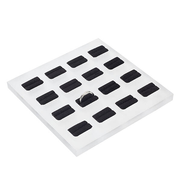 16-Slot Frosted Transparent Acrylic Ring Organizer Display Stands