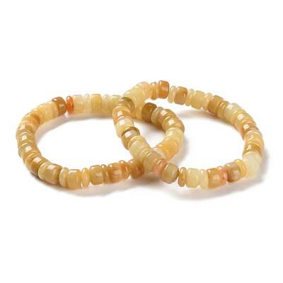 Natural Yellow Jade Beads Stretch Bracelets for Women Men