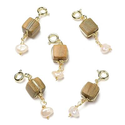 Wire Wrapped Verawood Cube Pendant Decorations