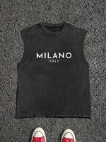 Men's Letter Print Sleeveless Graphic Tank Top, Regular Fit Casual Vintage Top for Spring & Fall, Men's Top for Daily Wear, M...
