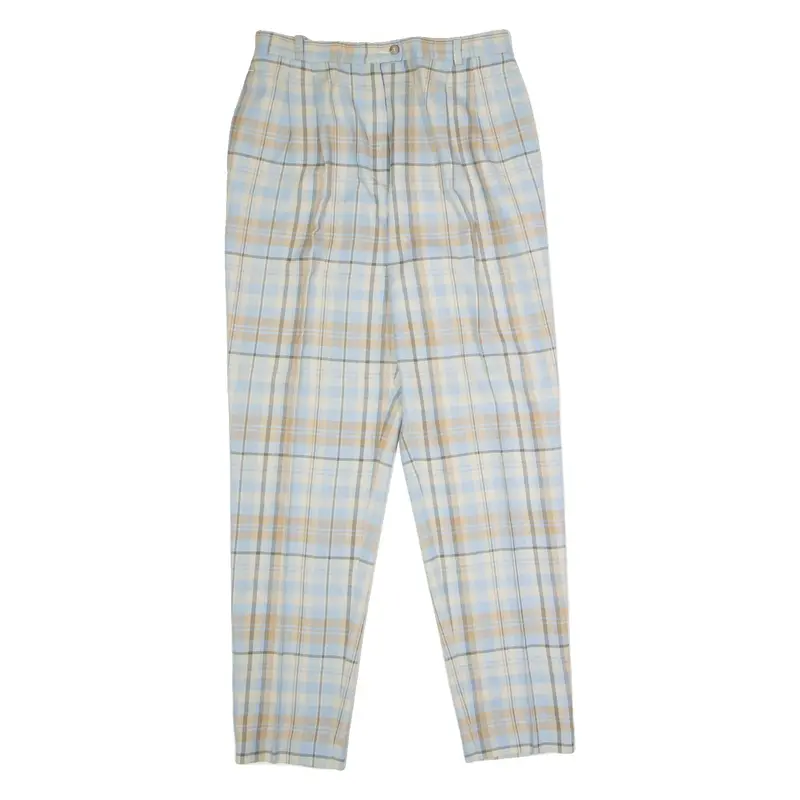 MARIE VALOIS Tartan Womens Trousers Blue Regular Straight 90s W30 L30