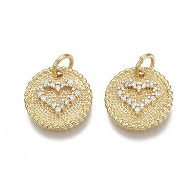 Brass Micro Pave Clear Cubic Zirconia Charms
