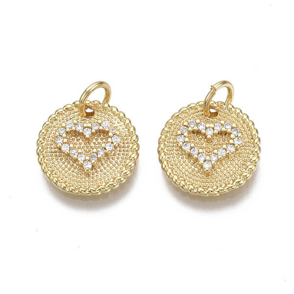 Brass Micro Pave Clear Cubic Zirconia Charms