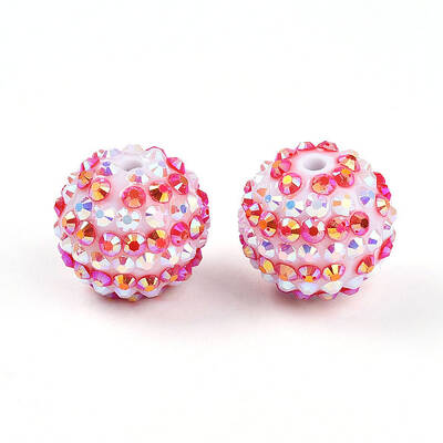 Stripe Pattern Resin AB Rhinestone Round Beads