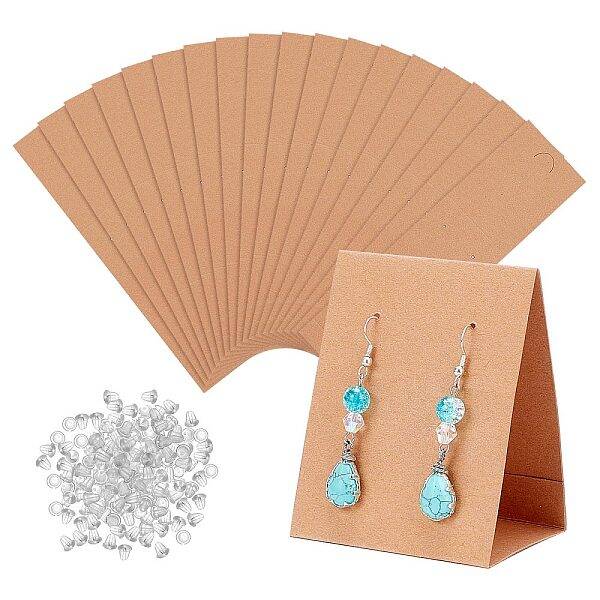 100Pcs 3D Triangle Kraft Paper Earring Display Cards