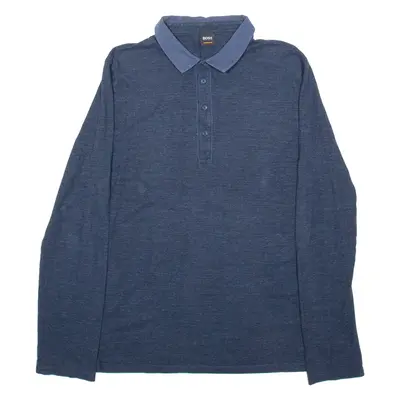 BOSS HUGO BOSS Mens Polo Shirt Blue Long Sleeve L